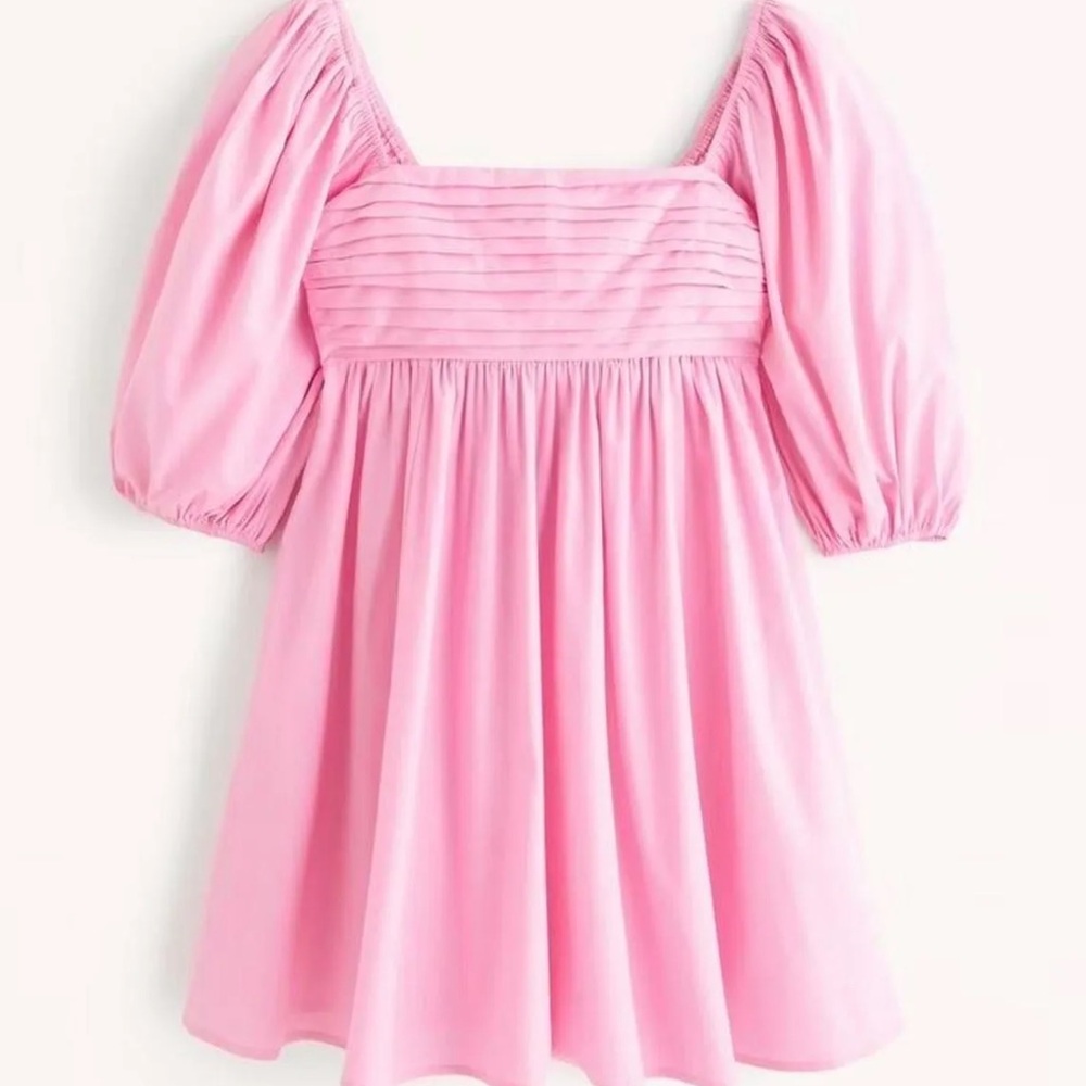 Abercrombie Puff Sleeve Emerson Mini Dress Pink - Picture 4 of 7